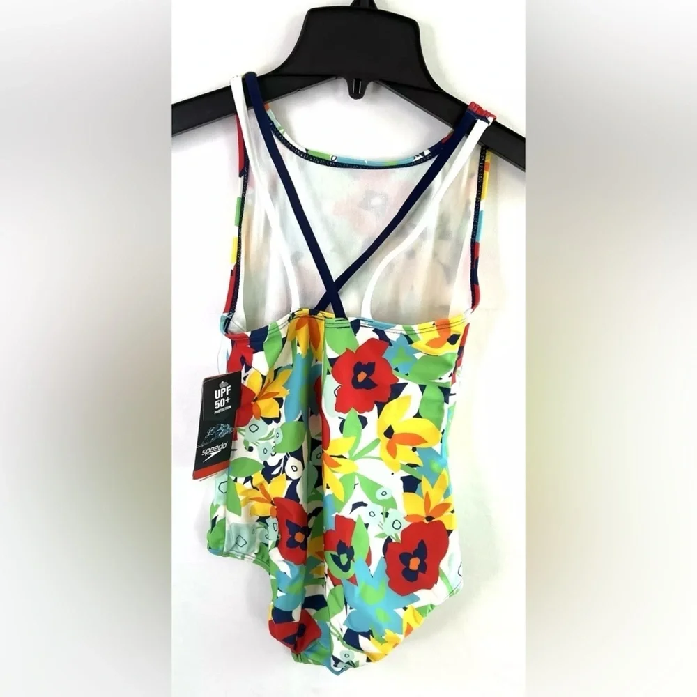 Speedo Girl’s High Neck Floral One Piece Swimsuit Size 14